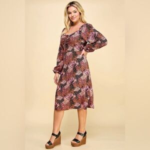 Lily Rose | Long Sleeve Babydoll Midi Floral Dress